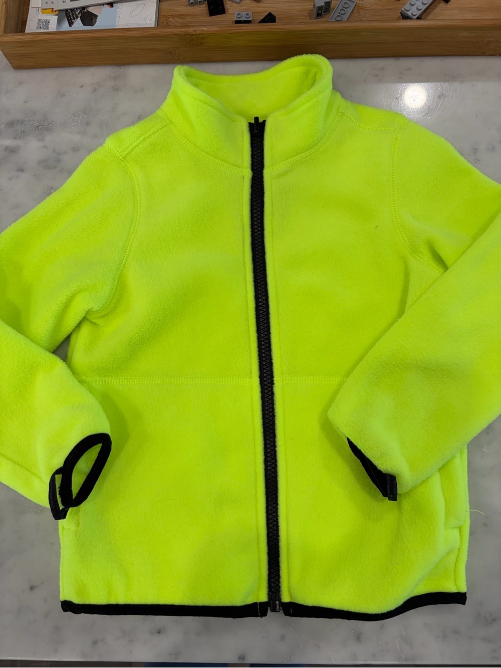 Place Neon Yellow-Green Fleece Jacket with Black Label